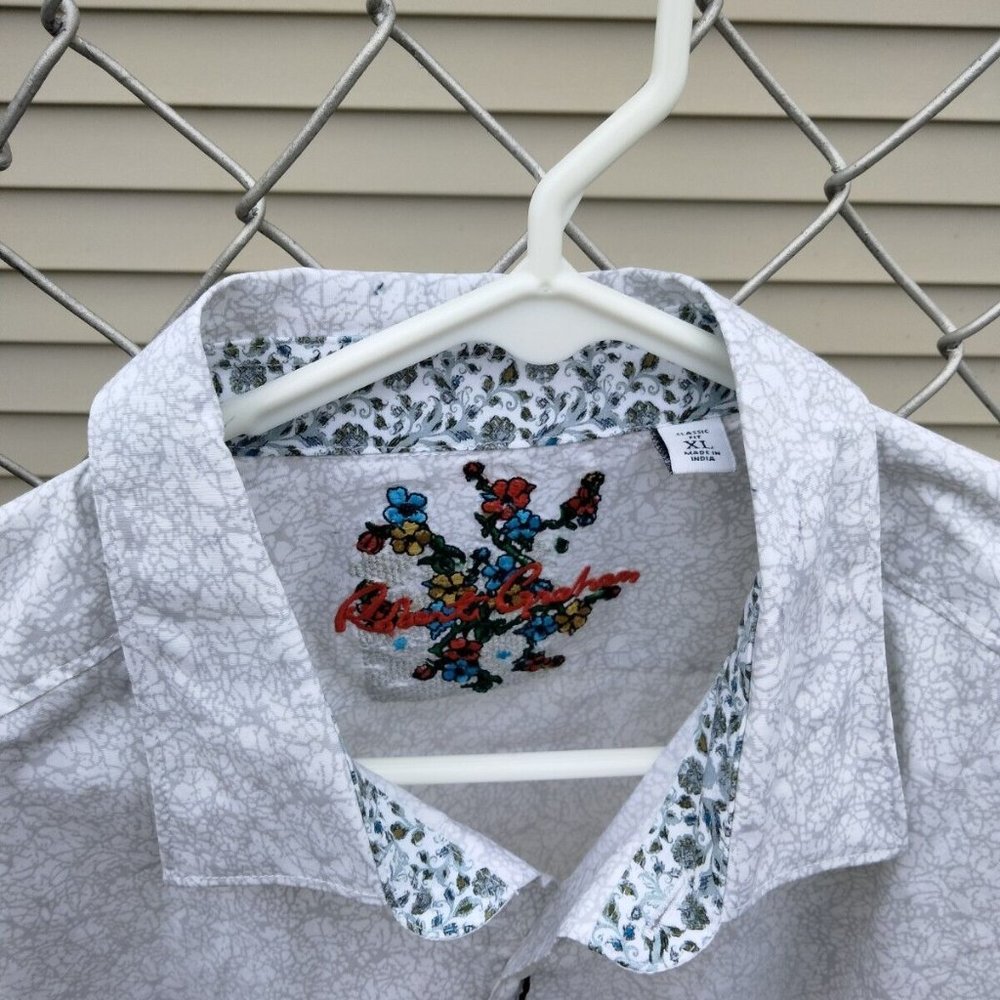 Robert Graham Long Sleeve Casual Shirt White Grey Armstrong XL RFF201517CF